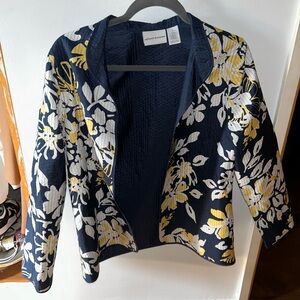Alfred Dunner Blue and Yellow Floral Blazer